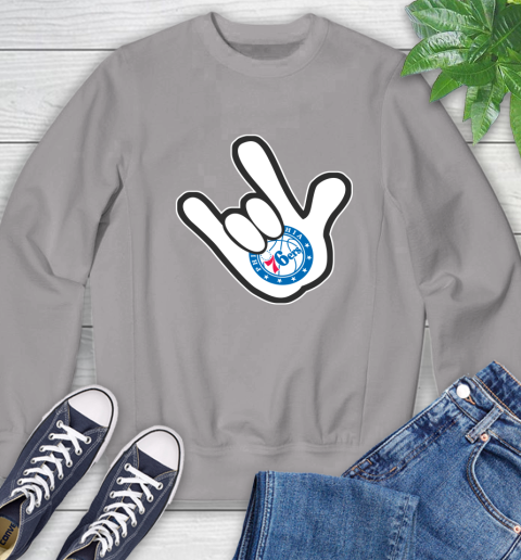 Philadelphia 76ers NBA Basketball Mickey Rock Hand Disney Sweatshirt 5