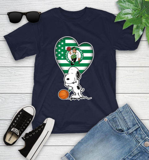 Boston Celtics NBA Basketball The Peanuts Movie Adorable Snoopy Youth T-Shirt 3