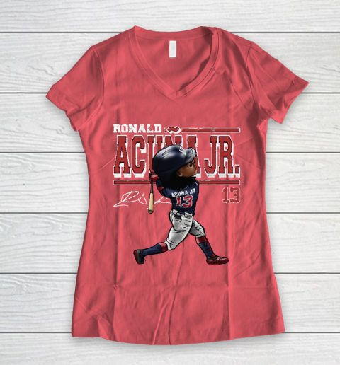 Ronald Acuna Jr Cartoon Women's V-Neck T-Shirt 4