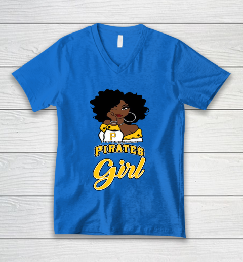 Pittsburgh Piratess Girl MLB V-Neck T-Shirt 6