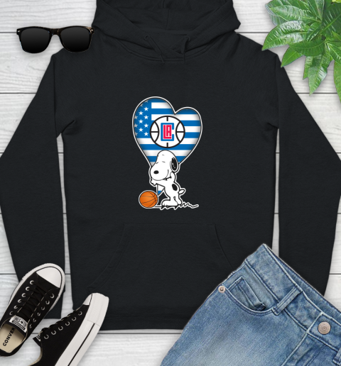 LA Clippers NBA Basketball The Peanuts Movie Adorable Snoopy Youth Hoodie 2