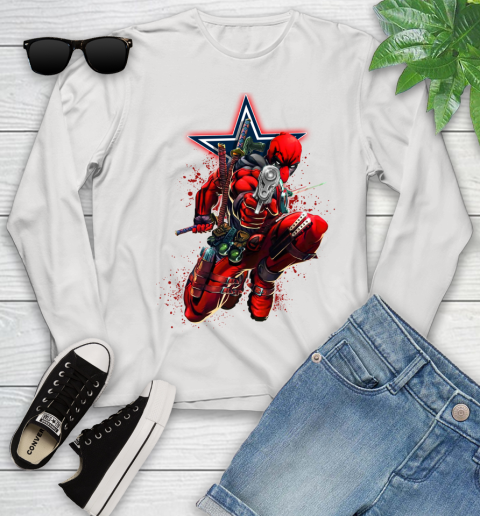 NFL Deadpool Marvel Comics Sports Football Dallas Cowboys Youth Long Sleeve