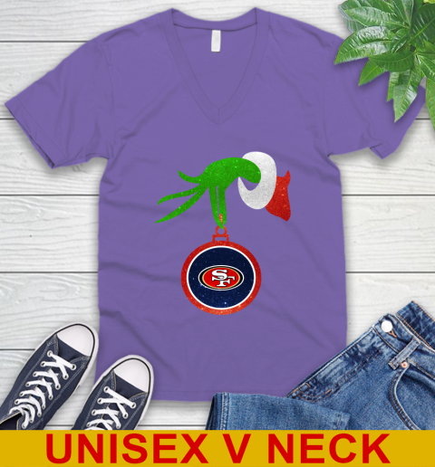 San Francisco 49ers Grinch Merry Christmas NFL Football V-Neck T-Shirt 9