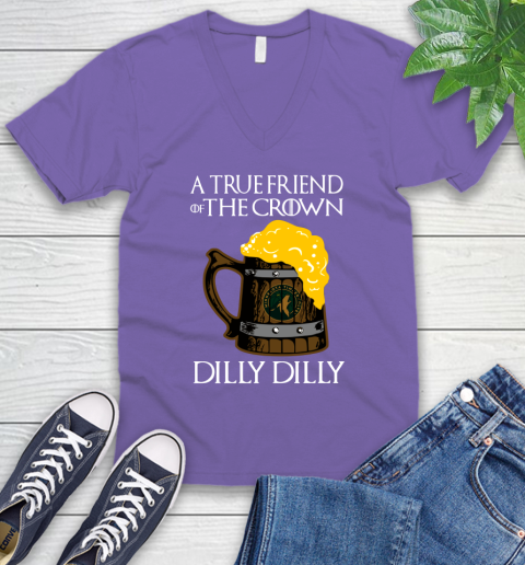 NBA Minnesota Timberwolves A True Friend Of The Crown Game Of Thrones Beer Dilly Dilly Basketball_000 V-Neck T-Shirt 8