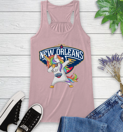 New Orleans Pelicans NBA Basketball Funny Unicorn Dabbing Sports Racerback Tank 11