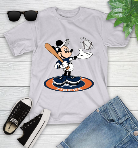 MLB Baseball Detroit Tigers Cheerful Mickey Disney Shirt Youth T-Shirt 4
