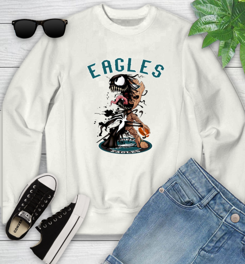 NFL Philadelphia Eagles Football Venom Groot Guardians Of The Galaxy Youth Sweatshirt