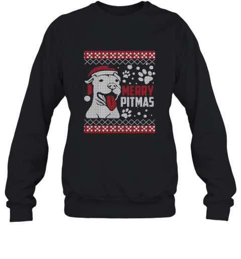 Merry Pitmas Pitbull Ugly Christmas Holiday Adult Crewneck Sweatshirt
