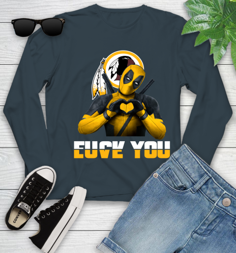 NHL Washington Redskins Deadpool Love You Fuck You Football Sports Youth Long Sleeve 9