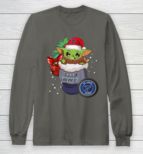 St.Louis Blues Christmas Baby Yoda Star Wars Funny Happy NHL Long Sleeve T-Shirt 8