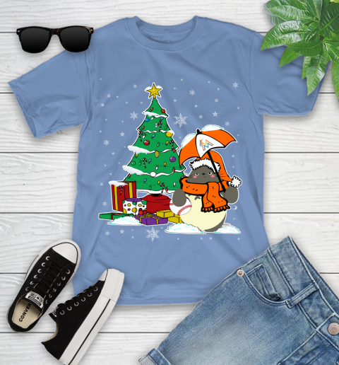 Miami Marlins MLB Baseball Cute Tonari No Totoro Christmas Sports Youth T-Shirt 15