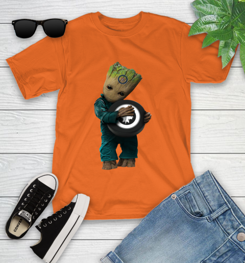 NHL Groot Guardians Of The Galaxy Hockey Sports Winnipeg Jets Youth T-Shirt 7