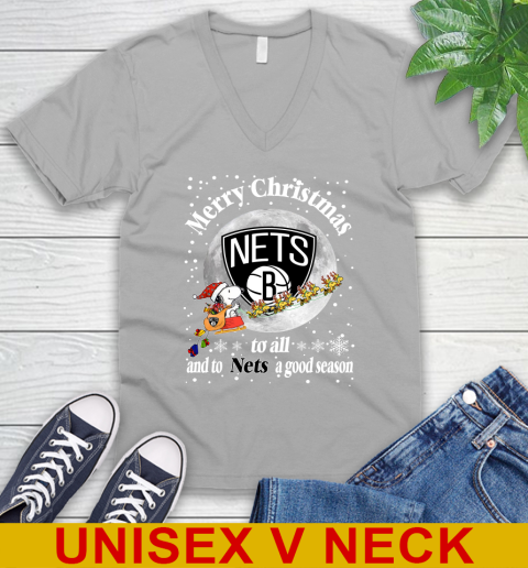 Brooklyn Nets Merry Christmas To All And To Nets A Good Season NBA Basketball Sports V-Neck T-Shirt 3