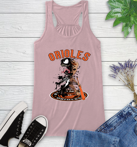 MLB Baltimore Orioles Baseball Venom Groot Guardians Of The Galaxy Racerback Tank 11
