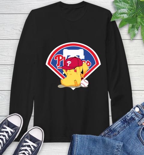 MLB Pikachu Baseball Sports Philadelphia Phillies Long Sleeve T-Shirt 2