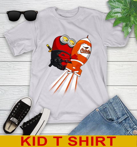 MLB Baseball Baltimore Orioles Deadpool Minion Marvel Shirt Youth T-Shirt 4