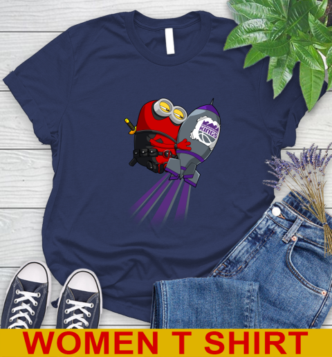 NBA Basketball Sacramento Kings Deadpool Minion Marvel Shirt Women's T-Shirt 12