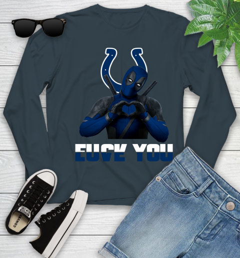 NHL Indianapolis Colts Deadpool Love You Fuck You Football Sports Youth Long Sleeve 9