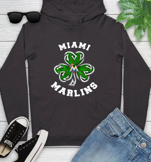 MLB Miami Marlins Three Leaf Clover St Patrick's Day Baseball Sports Youth Hoodie 8