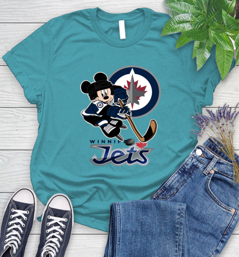 NHL Winnipeg Jets Mickey Mouse Disney Hockey T Shirt Women's T-Shirt 12