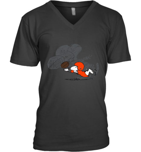 Cleveland Browns Snoopy Plays The Football Game V-Neck T-Shirt