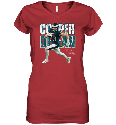 Cooper Dejean Philadelphia Eagles Women's V-Neck T-Shirt l483 cooper dejean philadelphia eagles women v neck t shirt 39 front red
