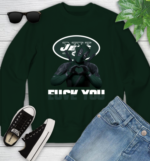 NHL New York Jets Deadpool Love You Fuck You Football Sports Youth Sweatshirt 9