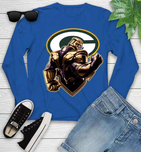 NFL Thanos Avengers Endgame Football Sports Green Bay Packers Youth Long Sleeve 9