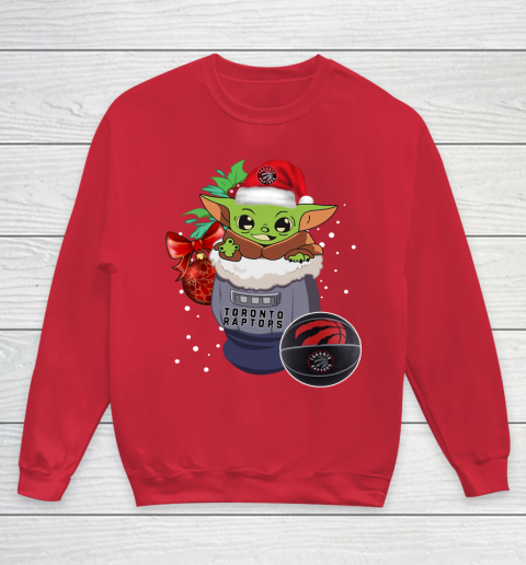 Toronto Raptors Christmas Baby Yoda Star Wars Funny Happy NBA Youth Sweatshirt 9