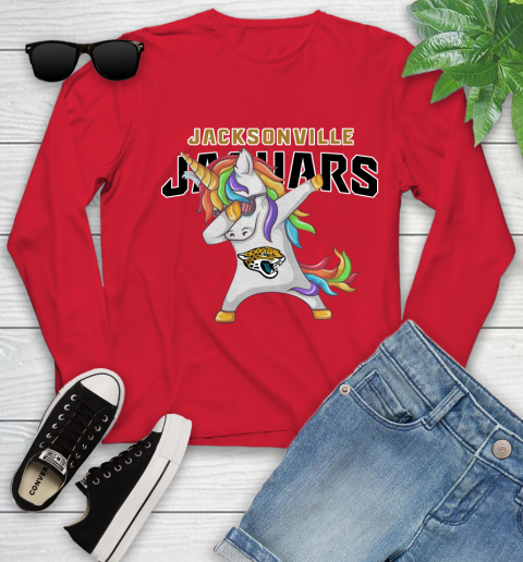 Jacksonville Jaguars NFL Football Funny Unicorn Dabbing Sports Youth Long Sleeve 11