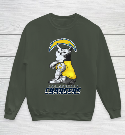 NFL Football My Cat Loves Los Angeles Chargers Youth Sweatshirt 8