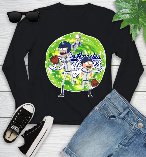 MLB Los Angeles Dodgers Rick And Morty Baseball Sports Youth Long Sleeve 2