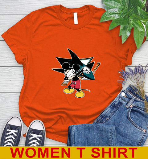 San Jose Sharks NHL Hockey Dabbing Mickey Disney Sports Women's T-Shirt 4