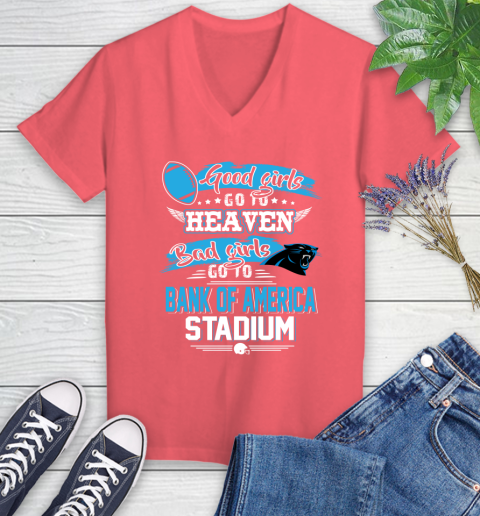 Carolina Panthers NFL Bad Girls Go To Bank Of America Stadium Shirt Women s V Neck T Shirt Tee For Sports