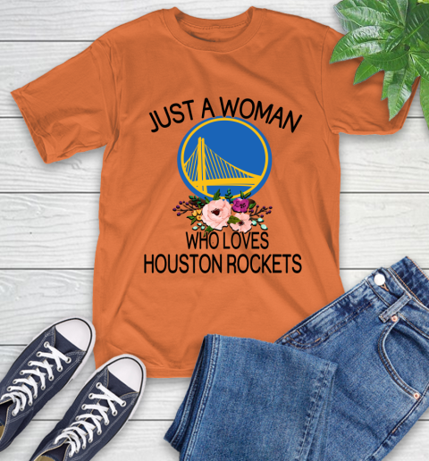 NBA Just A Woman Who Loves Houston Rockets Basketball Sports T-Shirt 3