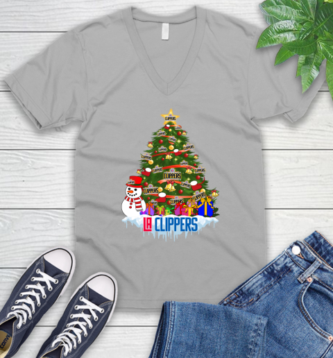 LA Clippers Merry Christmas NBA Basketball Sports V-Neck T-Shirt 4