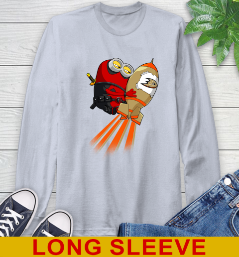 NHL Hockey Anaheim Ducks Deadpool Minion Marvel Shirt Long Sleeve T-Shirt 6