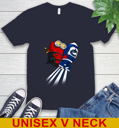 NHL Hockey Vancouver Canucks Deadpool Minion Marvel Shirt V-Neck T-Shirt 2