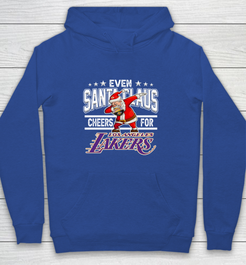 Los Angeles Lakers Even Santa Claus Cheers For Christmas NBA Youth Hoodie 6