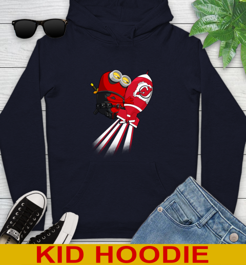 NHL Hockey New Jersey Devils Deadpool Minion Marvel Shirt Youth Hoodie 3