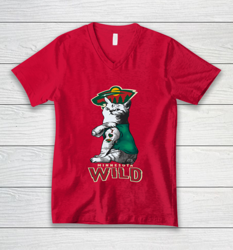 NHL My Cat Loves Minnesota Wild Hockey V-Neck T-Shirt 6