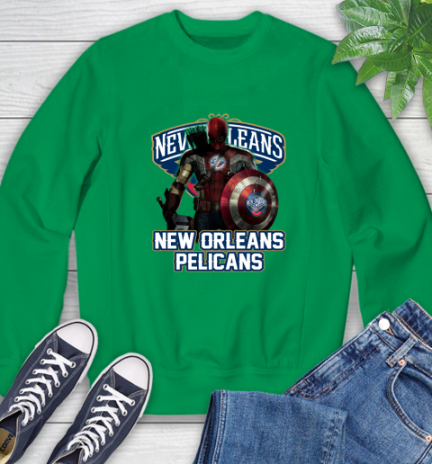 New Orleans Pelicans NBA Basketball Captain America Thor Spider Man Hawkeye Avengers Sweatshirt 6