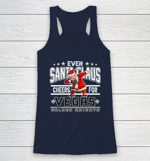Vegas Golden Knights Even Santa Claus Cheers For Christmas NHL Racerback Tank 8