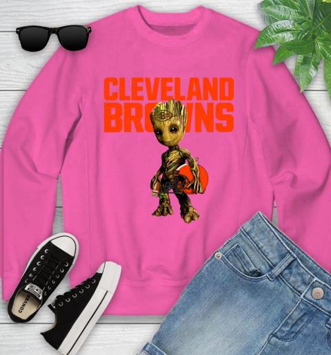 Cleveland Browns NFL Football Groot Marvel Guardians Of The Galaxy Youth Sweatshirt 7