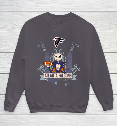NFL Atlanta Falcons Football Jack Skellington Halloween Youth Sweatshirt 5