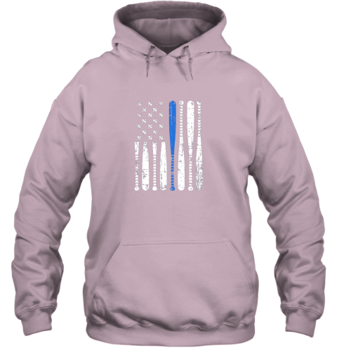 tmsl thin blue line leo usa flag police support baseball bat hoodie 23 front light pink