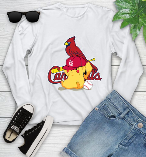 MLB Pikachu Baseball Sports St.Louis Cardinals Youth Long Sleeve