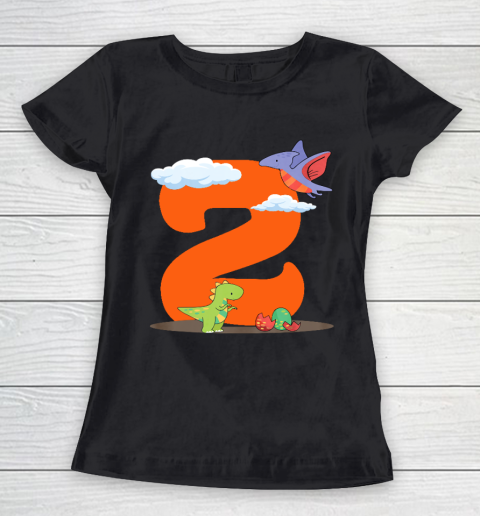 Kids 2nd Birthday Cute Dinosaur Gift Girl Boy 2 Years Old Women's T-Shirt