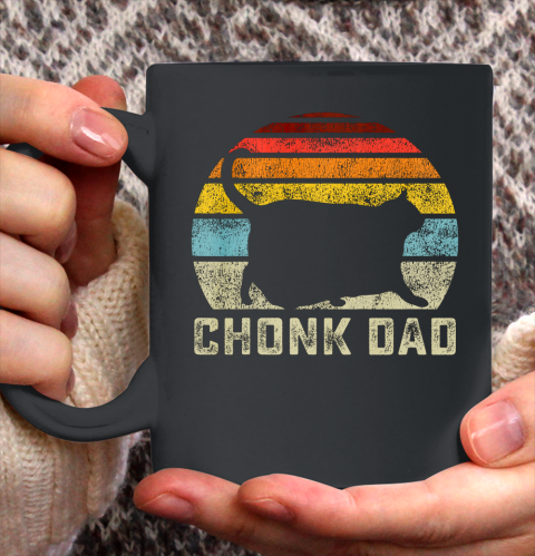 Chonk Cat Dad Scale Meme Funny Retro Style Daddy Cats Memes Ceramic Mug 11oz