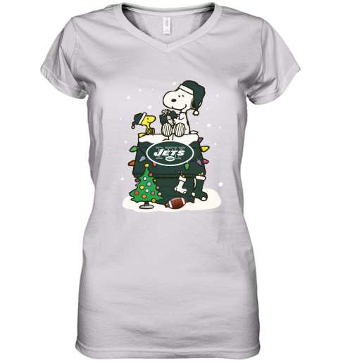 A Happy Christmas With New York Jets Snoopy Women's V-Neck T-Shirt